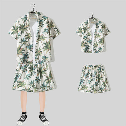Short Sleeve Flower Shirt Hainan Island Beach Suit Sanya Hawaiian Style Thailand Travel Male Couple Summer Thin suit