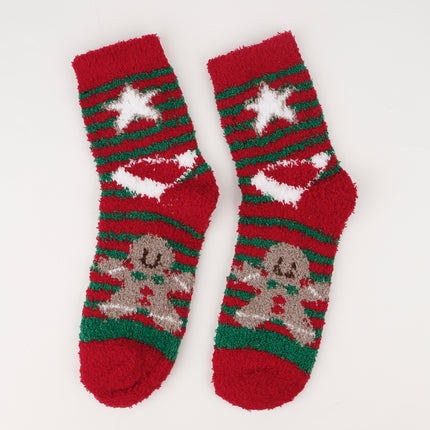 Winter New Christmas Socks Women's Cartoon European and American Winter Christmas Socks Coral Fleece Floor Socks Sleep Socks