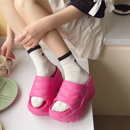 High-Heeled Slippers 2024 New Fashion Thick-Soled Internet Celebrity 10cm Women's Height-Increasing Outdoor Wear in Stock Ins European and American Style