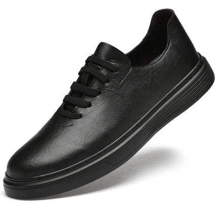 Men's New plus size Cowhide Board Shoes Men's European Station Trendy Casual Pure White Shoes Slip-on Loafers