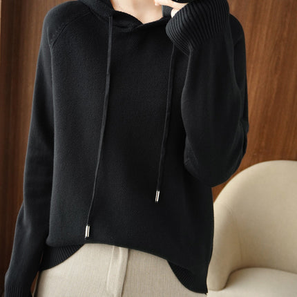 Lazy Style Hoodie Sweater for Women in Autumn and Winter Thickeneded Loose Knitted Hoodie Jacket for Women with Trendy Long-Sleeved Tops