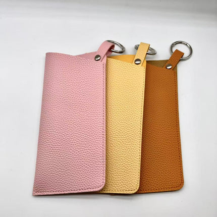 Pu Japanese and Korean Open Glasses Cosmetics Bag Genuine Leather Sunglasses Case Fashionable Unisex Myopia Glasses Portable Bag