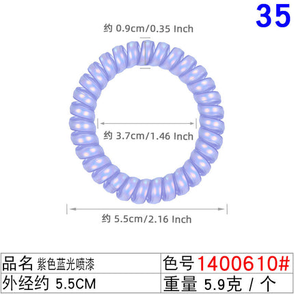 Outer Diameter 4cm Black Phone Cord Hair Tie Korean Hair Tie Hair Rope Transparent White Rubber Band Wire Coil Headwear