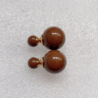 Shijia coffee-colored pearls [pair of 925 silver needles]