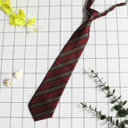 Black striped tie with red background