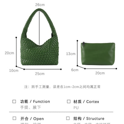 Pure Hand-woven Lunch Box Bag High-end Underarm Bag Fashion Women's Bag Cross-border Portable Shoulder Bag