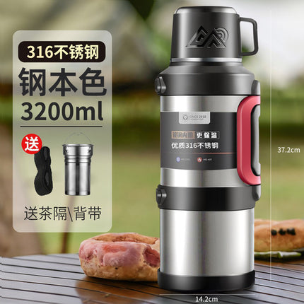 316 stainless steel outdoor thermos cup large capacity thermos pot with handle travel pot car sports double-layer water bottle