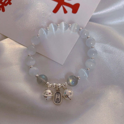 Bracelet Jewelry Cat's Eye Stone Crystal Butterfly Women's Bracelet Imitation Gray Moonlight Versatile Stylish Trendy Student Gift Starry