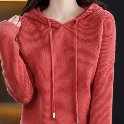 Long sleeve hooded pullover sweater women's bottoming sweater Korean style loose casual knitted sweater Spring and Autumn New hoodie