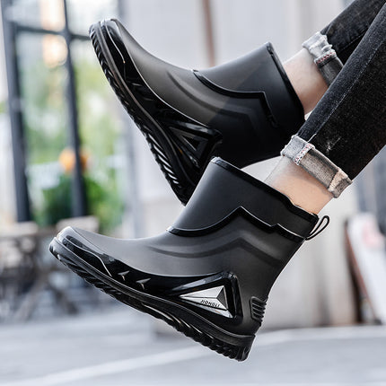 Cross-Border Rain Boots for Men, Water Shoes with Fleece Lining, Men's Water Boots, Outdoor Work Non-Slip Kitchen Wear-Resistant Waterproof Rubber Shoes