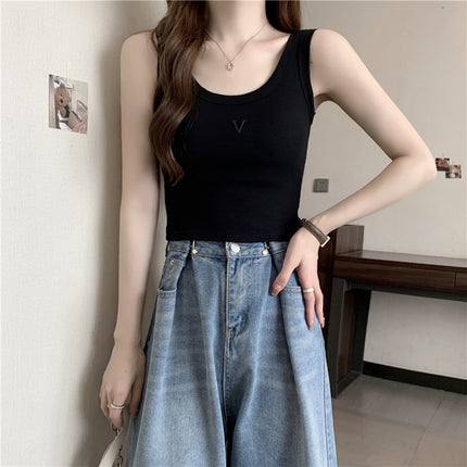 Small Camisole Women's Inner Padded Chest Pad Design-Sense Outer Wear Slim-Fit Slimming Sleeveless Short Base Top Trendy