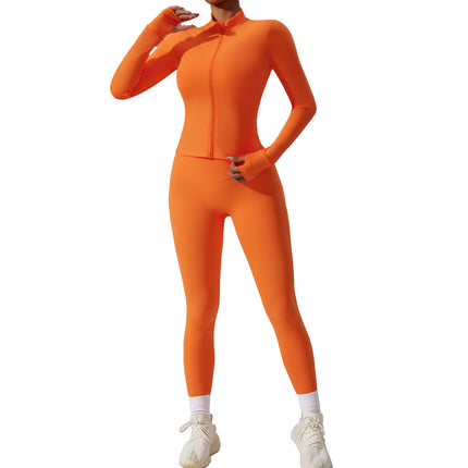 Cross-Border New Tight-Fitting Yoga Clothing Suit Women's Cardigan Running Sportswear Suit Quick-Drying Fitness Clothing Three-Piece Set