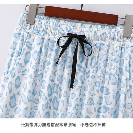 Cross-border Foreign Trade Leopard Print Modal Cardigan Lapel Short-sleeved Trousers Women's Thin Pajamas Home Clothes suit