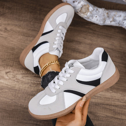 Foreign Trade Large Size 2024 Autum New Flats-Soled Casual Outer Wear Non-Slip Moral Training Shoes Lace-Up Lightweight Sports Shoes for Women