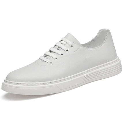 Men's New plus size Cowhide Board Shoes Men's European Station Trendy Casual Pure White Shoes Slip-on Loafers