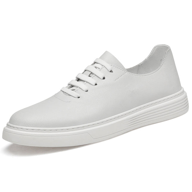 Men's New plus size Cowhide Board Shoes Men's European Station Trendy Casual Pure White Shoes Slip-on Loafers
