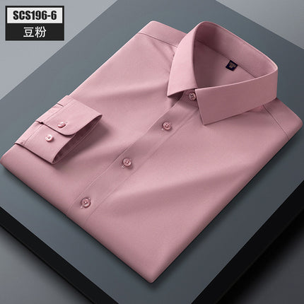 SCS196 Mulberry Silk Men's Shirt Long-sleeved Quality Men's Solid Color Clear Color Business Casual All-match Shirt Shirt