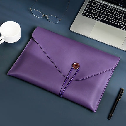 Leather File Bag A4 File Bag Briefcase Button Business Office Storage Portable Large Capacity Custom Folder