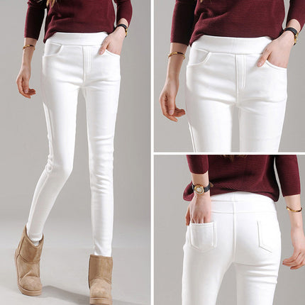 Velvet Thickeneded Leggings, Tight Pants for Outer Wear, Women's Pencil Pants for Small Feet, Autumn and Winter New Warm Women's Pants