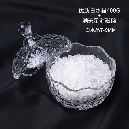 Natural Crystal Purification Degaussing Bowl White Crystal Degaussing Stone Gravel Container Yushou Salt Ware Gem Glass