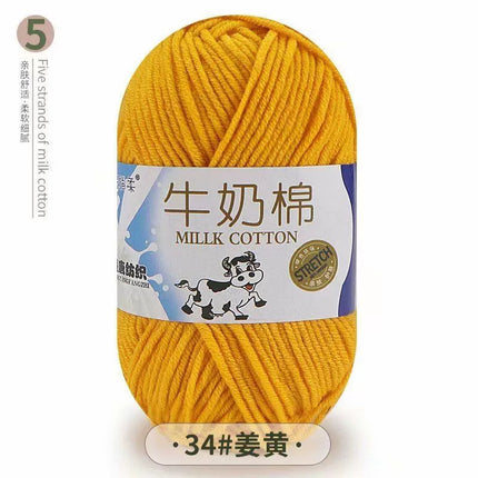 Five-Strand Milk Cotton Yarn Wholesale Medium-Thick Yarn Crochet Doll Shoes Scarf DIY Knitting Material Kit Crochet