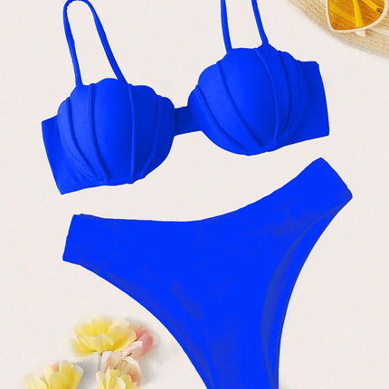 2024 new split strap swimsuit cross-border European and American Foreign trade printed bikini swimsuit sexy female bikini