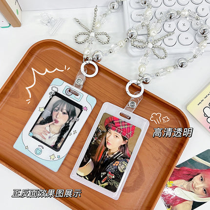 Transparent Card Holder Ins Style Idol Chasing Star Acrylic Small Card Protective Cover Chain Polaroid Photo Card Bag Pendant
