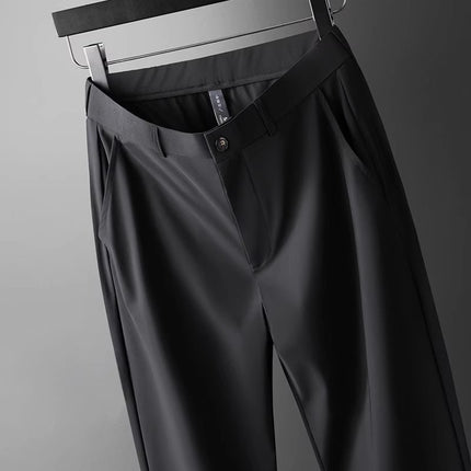 Wholesale new non-iron trousers men's middle-aged spring and summer thin straight tube loose men's pants high waist non-iron professional suit pants