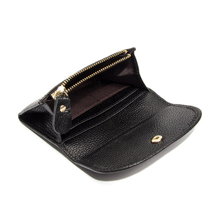 Top Layer Cowhide Small Purse Mini Simple Solid Color New Leather Coin Card Bag with Full Leather Coin Purse for Women