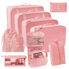 Pink ten-piece set [seven-piece set + small drawstring pocket + triangular bag + hook bag]