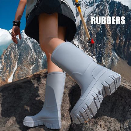 Cross-border Fashion Rain Boots Women's Thick-soled Wear-resistant Non-slip Water Shoes Korean-style Mid-high Camping Rain Boots Waterproof Car Wash Shoes
