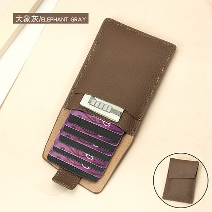 New ultra-thin lightweight leather card case multi-card pull-out ID set simple solid color ID card set Wholesale