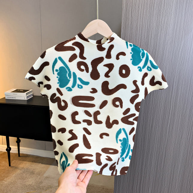 Miyake 2025 New Niche Design Slim-Fit Top and Skirt Set for Women, Pleated Print Two-Piece Set