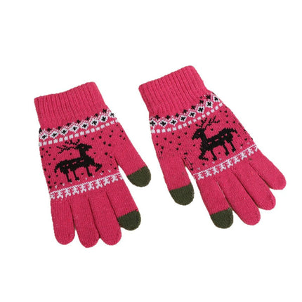 Jacquard Smart Touch Deer Winter Warm Gloves Manufacturer Wholesale Fleece-Lined Knitted Touch Screen Gloves for Men and Women