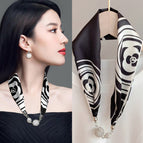09-Rose Black White (Diamond Scarf)