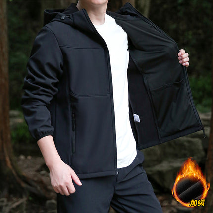 2024 New Soft Shell Outdoor Clothes Men's Outdoor Breathable Windproof Clothes Hiking Leisure Men's Sports Plus