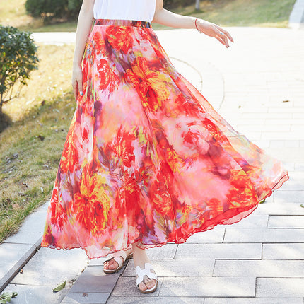 European and American Printed Skirt for Women Amazon 2025 Summer New Casual Seaside Vacation Long Skirt Skirt