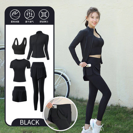 Yoga Clothing Suit for Women 2025 New Flesh-Covering Running Suit for Women Morning Running Sports Fitness Quick-Drying Clothing Wholesale