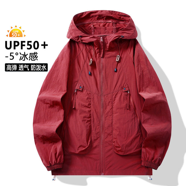 New Sunscreen Clothing Men's and Women's Couple Hooded Sunscreen Clothing Trendy Thin Outdoor Sports Waterproof Tooling Sunscreen Jacket