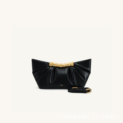 【Cross-Border】Jw Pei Pleated Clutch Bag Leia New Evening Bag Metallic Stylish Shoulder Crossbody Bag