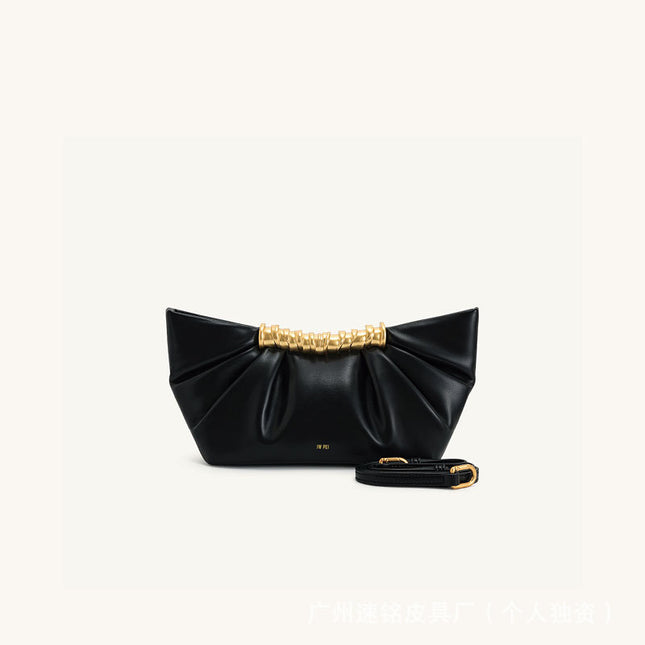 【Cross-Border】Jw Pei Pleated Clutch Bag Leia New Evening Bag Metallic Stylish Shoulder Crossbody Bag
