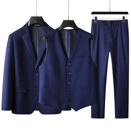 Fat Man 2025 Spring and Autumn New Men's Loose Plus Size Plus Size Business Casual Suit Three-Piece Suit