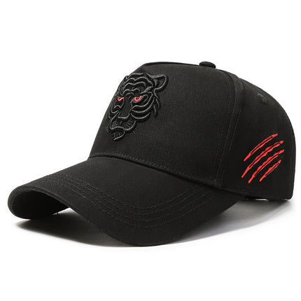 Men's Hat with Widened Brim and Enlarged Hood 58-63 Large Head Circumference Tiger Head Embroidered Baseball Cap Sports Sun Protection Hat