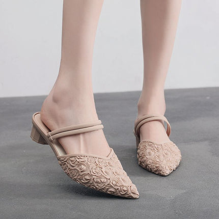 New pointed toe slippers women's summer wedge casual waterproof mid heel non-slip beach sandals women's fashion dual-use women's shoes