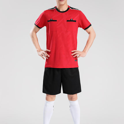 Quick-drying football referee uniform suit men's printed team uniform adult Referee Jersey student competition equipment football uniform summer