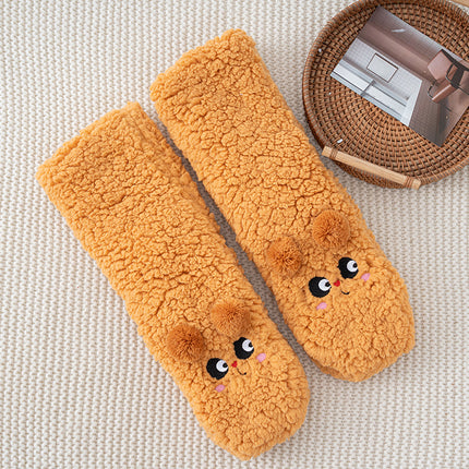 Lamb Wool Socks for Women, Thickened for Warmth, Foot Warmers for Sleeping in Bed in Winter, Home Dormitory Anti-Slip Socks