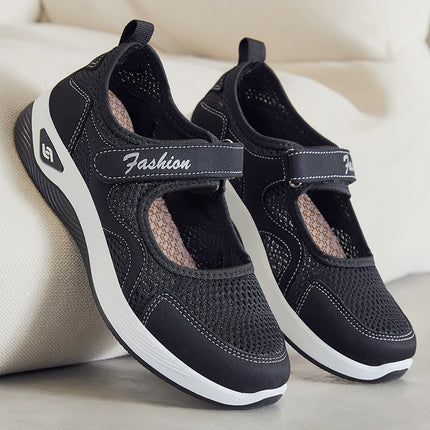Shoes for Women 2025 Summer New Walking Shoes Mesh Breathable Women's Shoes Middle-Aged and Elderly Mother's Shoes Velcro Flats
