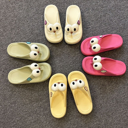 2023 Summer New Women's Flip Flops Big Eyes Love Cute Sweet Thick Bottom Comfortable Home Out