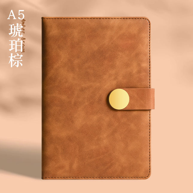 Enterprise logo simple high-quality leather high-end business buckle notebook office stationery suit in stock wholesale