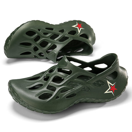 Camouflage Cave Shoes Men's Five-Star Army Green Garden Shoes Low-top Casual Shoes Platform Beach Wading Hollow Frame Shoes